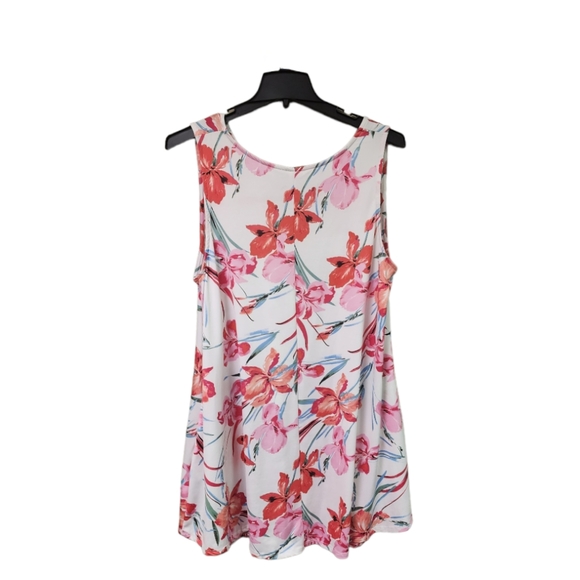 42 Pops Sleeveless Floral Print Stetch Loose Fitting Shift Style Dress Size 2X - Picture 2 of 9